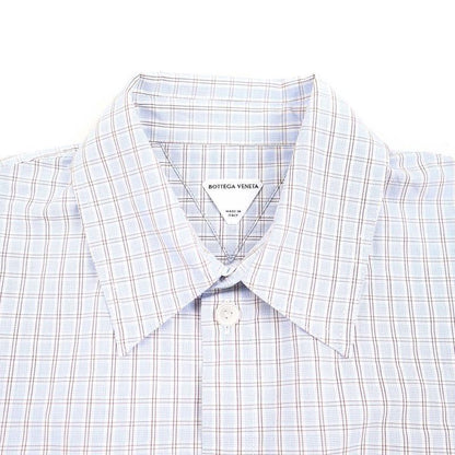 Bottega Veneta 24ss Cotton Linen "bv" Embroidered Check Over Shirt 789370 V3zb0