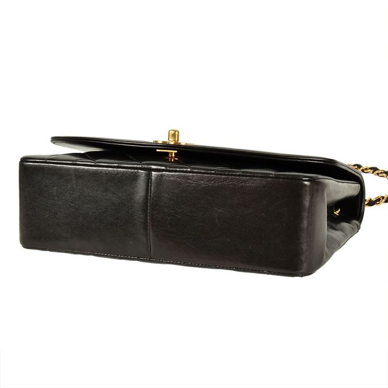 Chanel Diana 25 Shoulder Bag Lambskin A01165 Black Gold Hardware Coco Mark Women