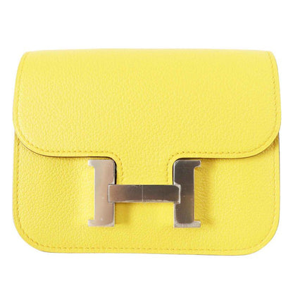 Hermes Constance Slim Verso Silver Hardware Evercolor Coin Case Sun New Blue