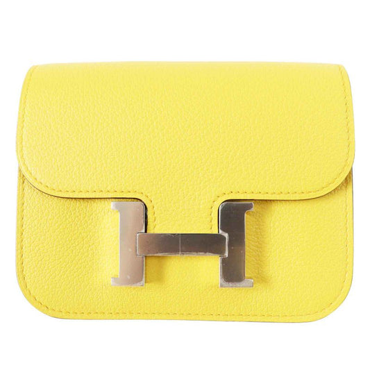 Hermes Constance Slim Verso Silver Hardware Evercolor Coin Case Sun New Blue