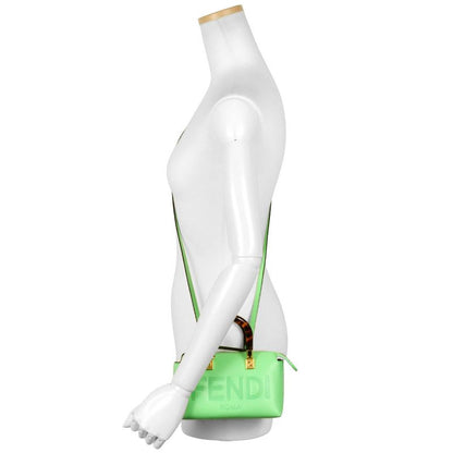 Fendi By The Way Mini Handbag Leather 8bs067 ABVL Green Shoulder Bag