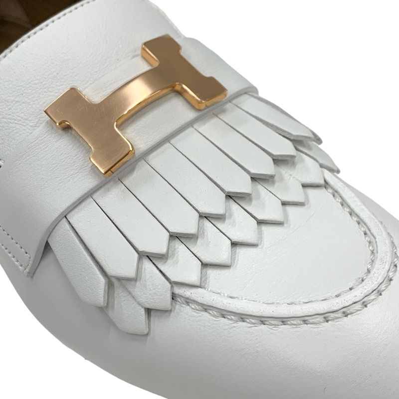 Hermes Royale Loafer Leather Shoes Leather White Unused Moccasins Flat Shoes
