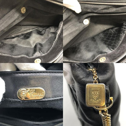 Gucci 004 109 Shoulder Bag Chain Shoulder Leather Black Women Men Vintage