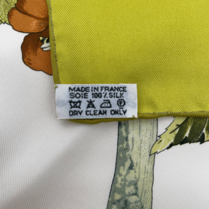 Hermes Carre 90 U Coeur DES BOIS In The Woods Green 100% Silk Scarf