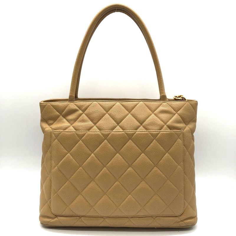 Chanel Tote Shoulder Bag Coco Mark Matte Caviar Skin Beige Ladies