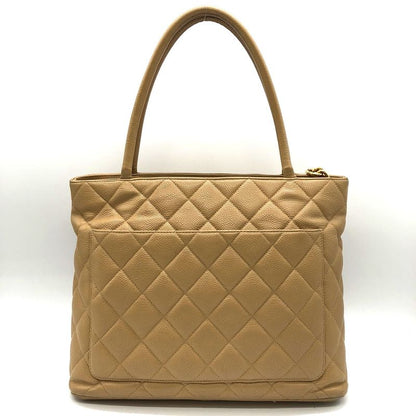 Chanel Tote Shoulder Bag Coco Mark Matte Caviar Skin Beige Ladies