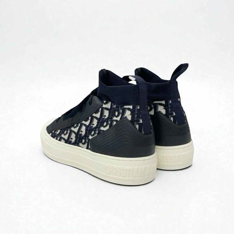 Christian DIOR Walk'n'dior Sneakers Shoes Fabric Leather Navy Unused Socks
