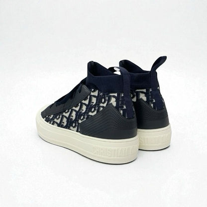 Christian DIOR Walk'n'dior Sneakers Shoes Fabric Leather Navy Unused Socks