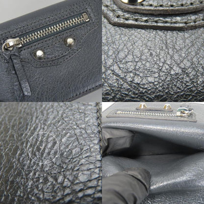 Balenciaga Trifold Wallet 477455 Classic Leather Gray Compact Wallet With Coin
