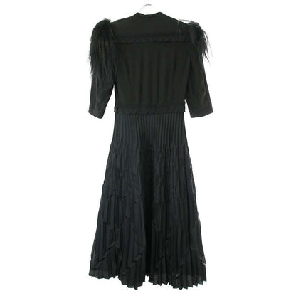Bottega Veneta 17aw Fur Sleeve Pleated Dress 465606 V0k02 Black 38