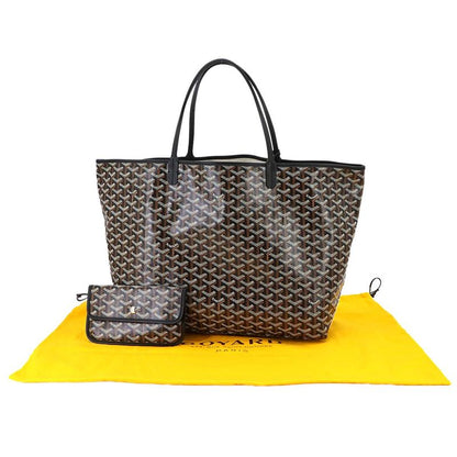 Exhibited Goyard Saint Louis GM Tote Bag Herringbone PVC Leather Black Saint