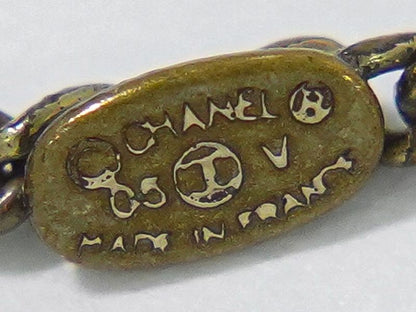 Authentic Chanel Coco Mark Necklace Pendant GP Gold Plated Black Accessories