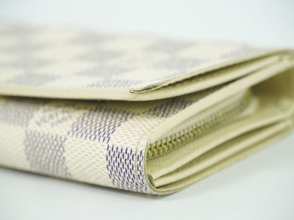 Authentic Louis Vuitton LV Portefeuille Trésor Damier Azure Fold Wallet White