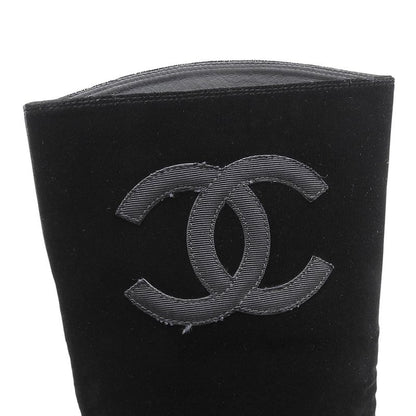Chanel Deca Coco Mark Velvet Long Boots 36.5 23-23.5cm (9.25in) Pecos Boots
