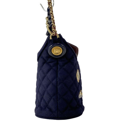 Chanel Shoulder Bag Matelasse Navy Marine Charm / Vintage Gold Hardware /