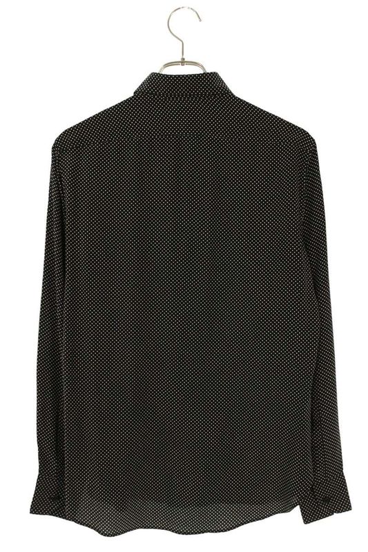 Saint Laurent Paris 646850 Y301w Dotted Silk Long Sleeve Shirt Men's 36