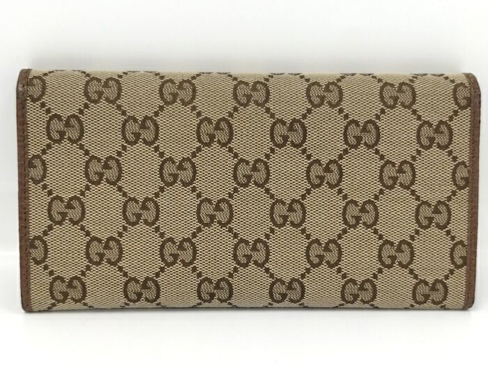 Gucci Bifold Long Wallet In GG Canvas Beige Brown 346058