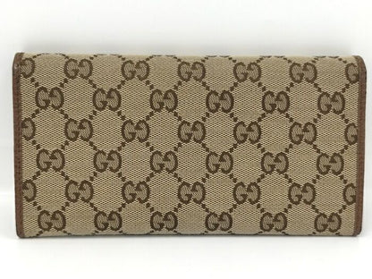 Gucci Bifold Long Wallet In GG Canvas Beige Brown 346058