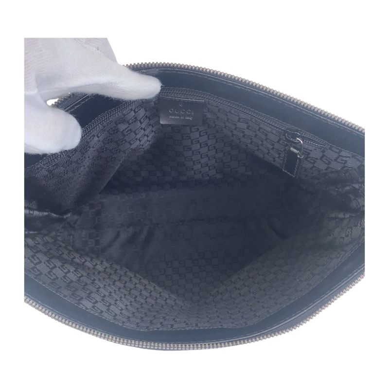 Gucci Black Silver Hardware Nylon/leather 110054 Crossbody Shoulder Bag