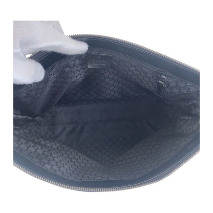 Gucci Black Silver Hardware Nylon/leather 110054 Crossbody Shoulder Bag