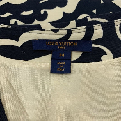 Louis Vuitton Dress Wool Ivory Black Monogram Flower Belt