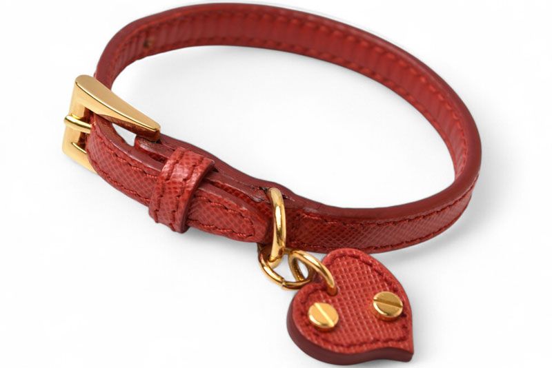 Prada Unused Bracelet Bangle Prada Saffiano Heart Charm Fuoco Red 1ajd45