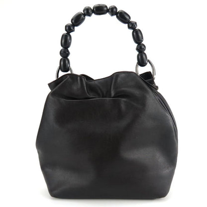 Christian Dior Handbag Leather Dark Brown Silver Hardware Maris Pearl Elegant