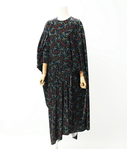 Balenciaga Dress Size 34 Flared Long Asymmetrical Total Stretch Seventh Sleeve