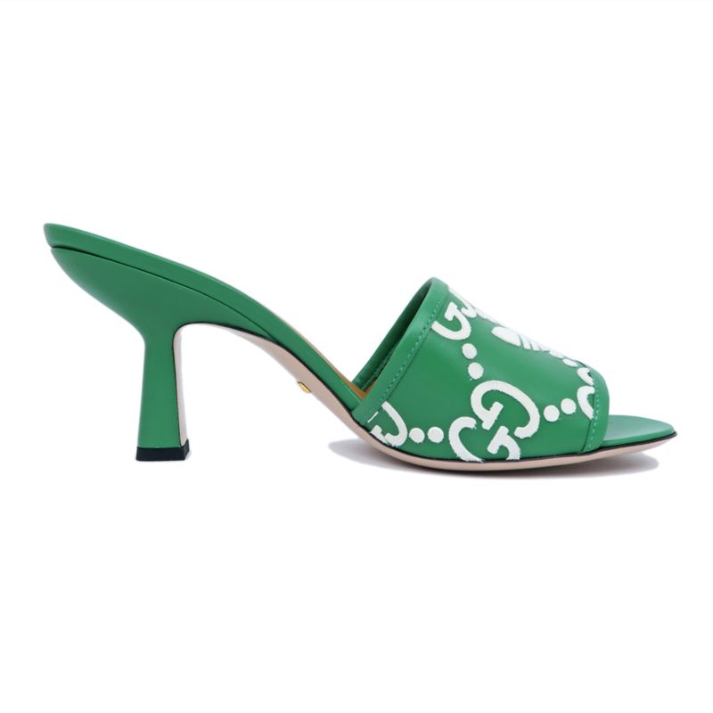 Gucci Adidas Collaboration Sandals Green 722445 Size 40 Mule Heel