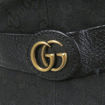 Gucci 576587 GG Canvas GG Marmont Logo Gold Hardware Bucket Hat Black L/59cm