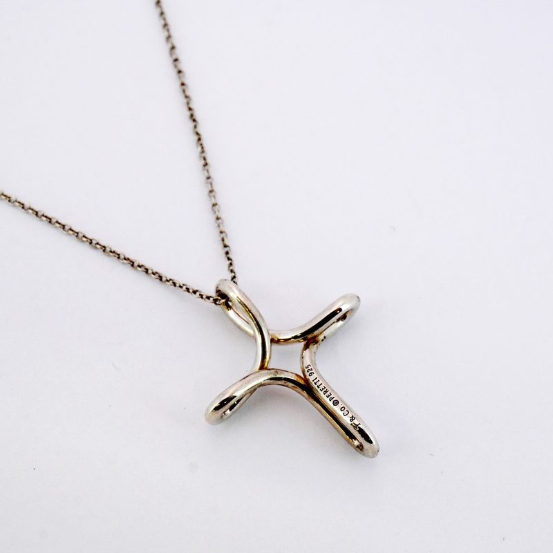 Tiffany & Co Necklace Open Cross Silver 925 Ladies