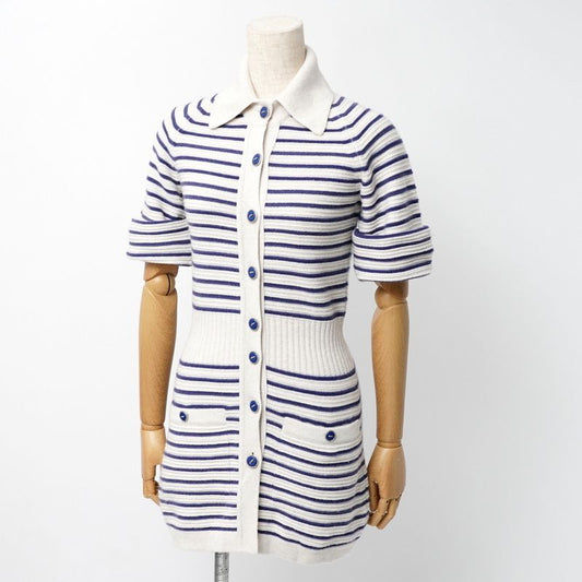 Chanel Dress Size 34 P51 Cashmere Striped Short Sleeved Knit Dress