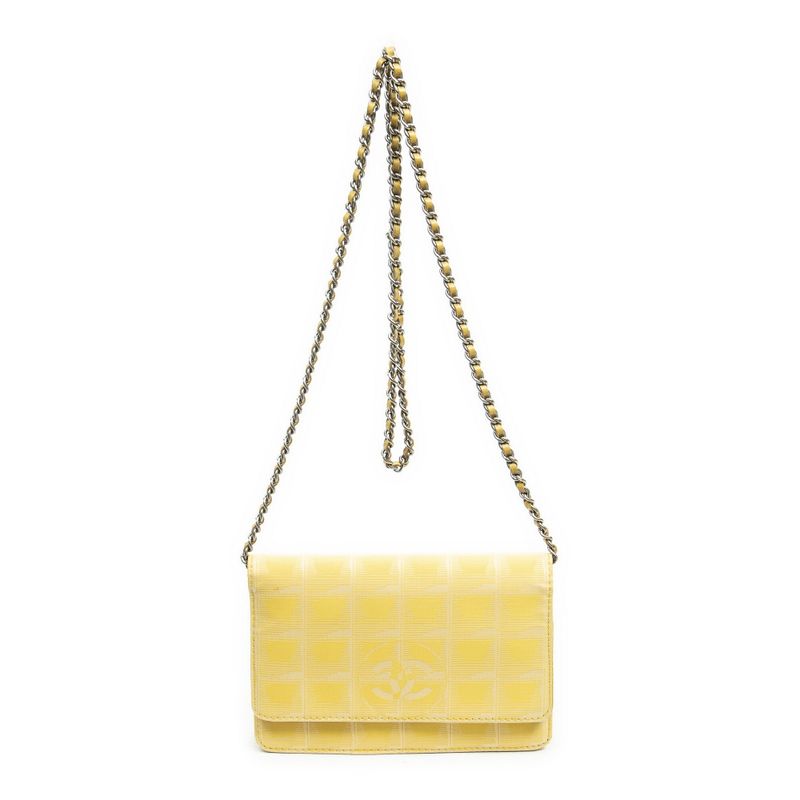 Chanel New Travel Line Wallet On Chain Yellow Travel Line Nylon Canvas A