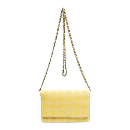 Chanel New Travel Line Wallet On Chain Yellow Travel Line Nylon Canvas A