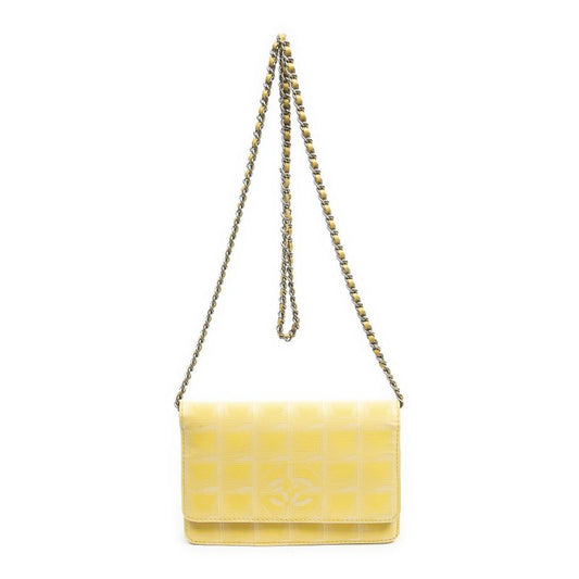 Chanel New Travel Line Wallet On Chain Yellow Travel Line Nylon Canvas A
