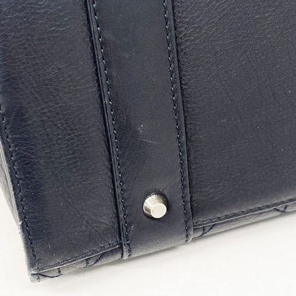 Christian Dior Handbag Cannage Leather Black Silver Hardware Women