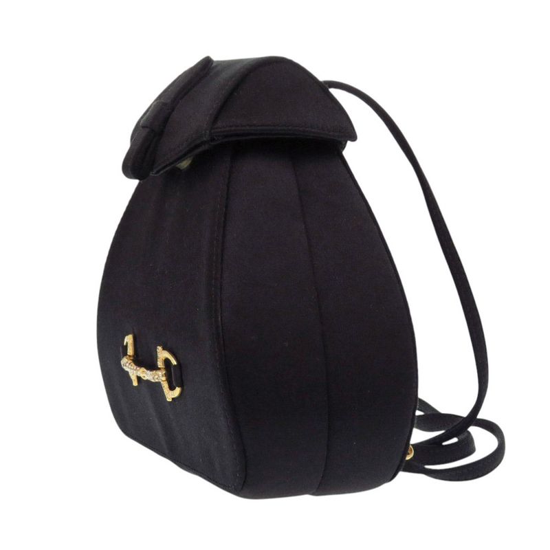 Gucci Horsebit Backpack Satin Rhinestone Black Mini Bag Black 0837 Gucci