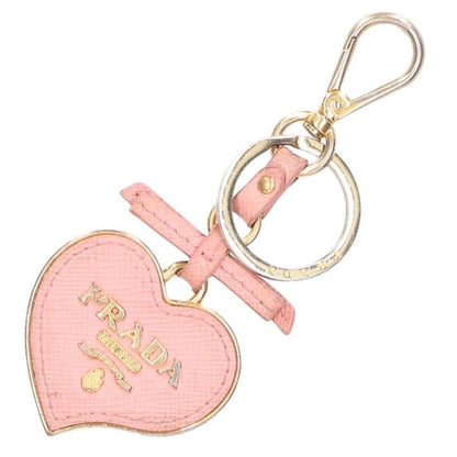 Prada Heart Motif Saffiano Leather Charm Key Holder Women