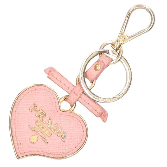 Prada Heart Motif Saffiano Leather Charm Key Holder Women
