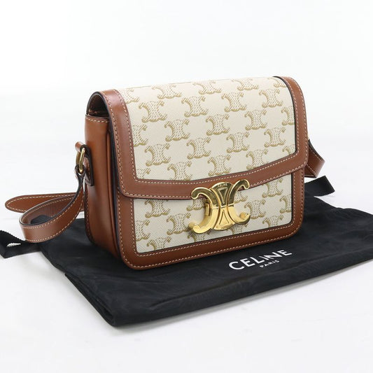 Celine Teen Triomphe Bag Triomphe Canvas 18888 2BZ4 01BC Shoulder PVC Calf