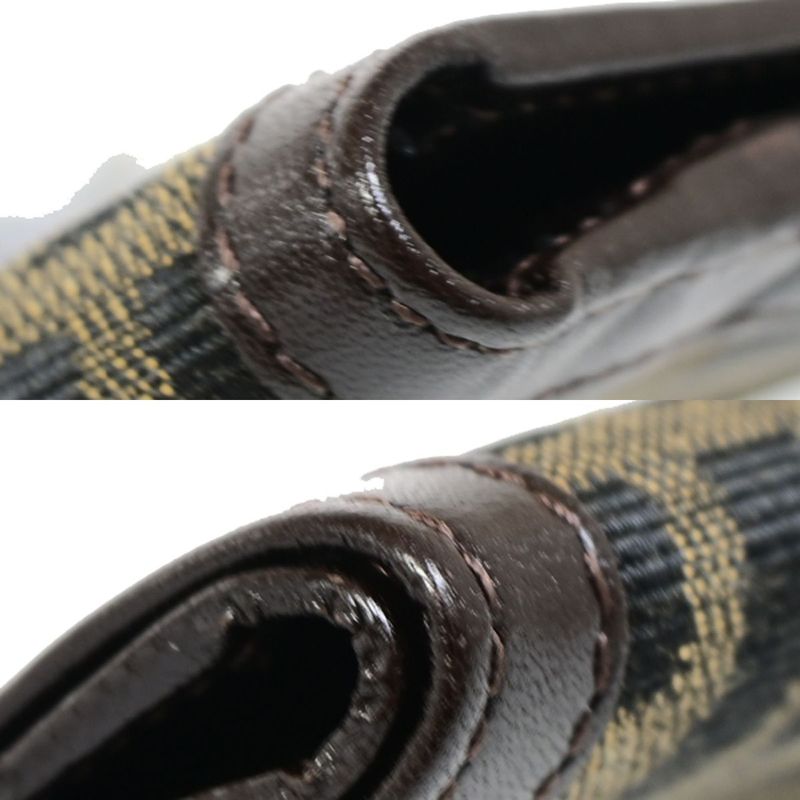 Fendi Bifold Wallet Zucca Pattern Clasp Leather 09bs116