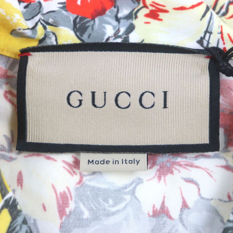 Gucci 22AW 694124 100% Cotton Hibiscus Short Sleeve Short Sleeve Bow Ring