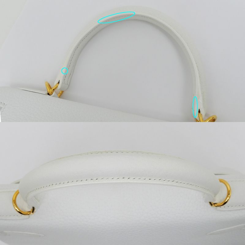Hermes Kelly 28 Blanc Gold Hardware Y Engraved Taurillon Inner Sewing