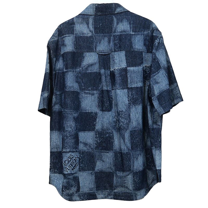 Louis Vuitton Short Sleeve Salt Print Denim Short Sleeve Shirt XL Indigo