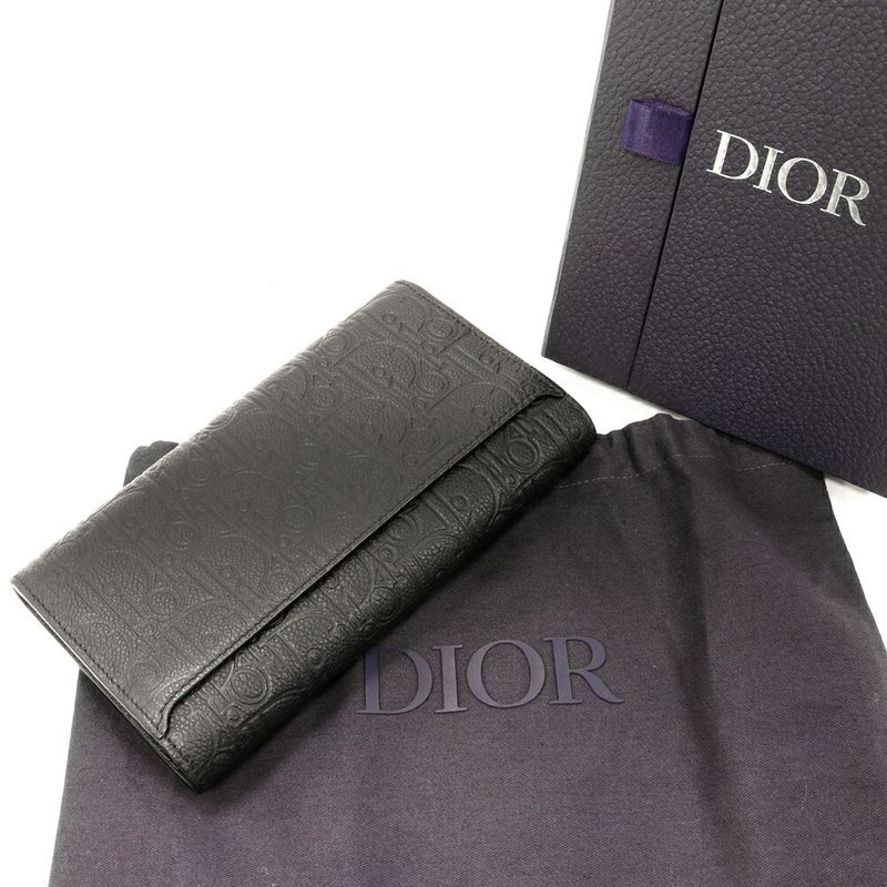 Christian Dior Zipper Long Wallet With Change Pocket Dior Gravity Leather Long