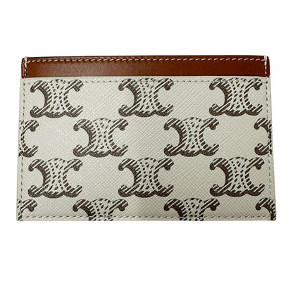 Celine Card Case Women's Men's Brand PVC Triomphe White Brown Card Holder