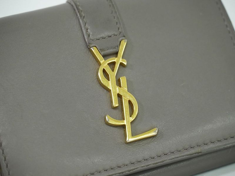 Authentic Saint Laurent Origami Tiny Trifold Fold Wallet Compact Wallet Leather