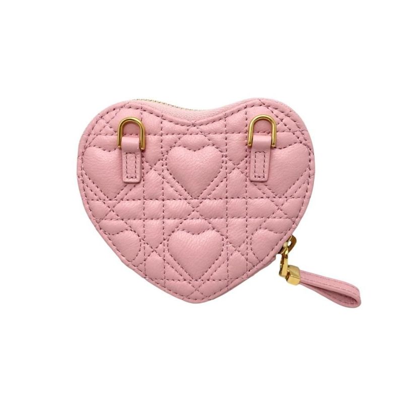Christian Dior Chain Heart Pouch S5097unid 43-Ma-0293 Calfskin Pink Gold