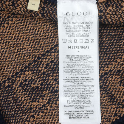  Gucci 752097 GG Cotton Jacquard Knit Pullover Hoodie Brown Navy M Made In