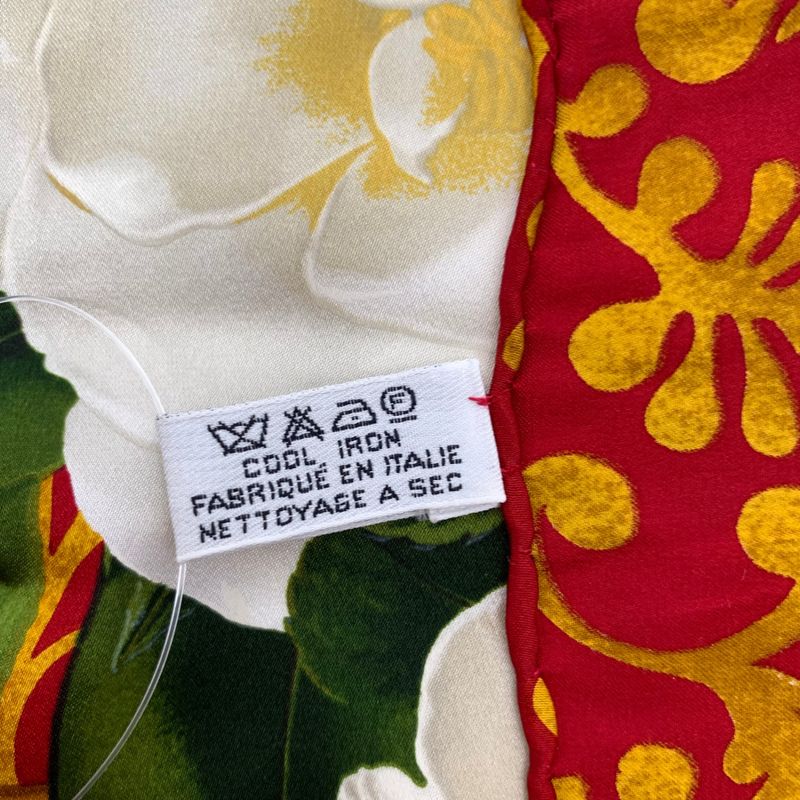 Chanel Camellia Silk Scarf Large Red X Gold X White